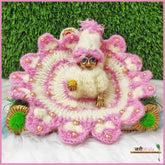 Woolen Fancy Baby Pink & Cream Poshak With Cap